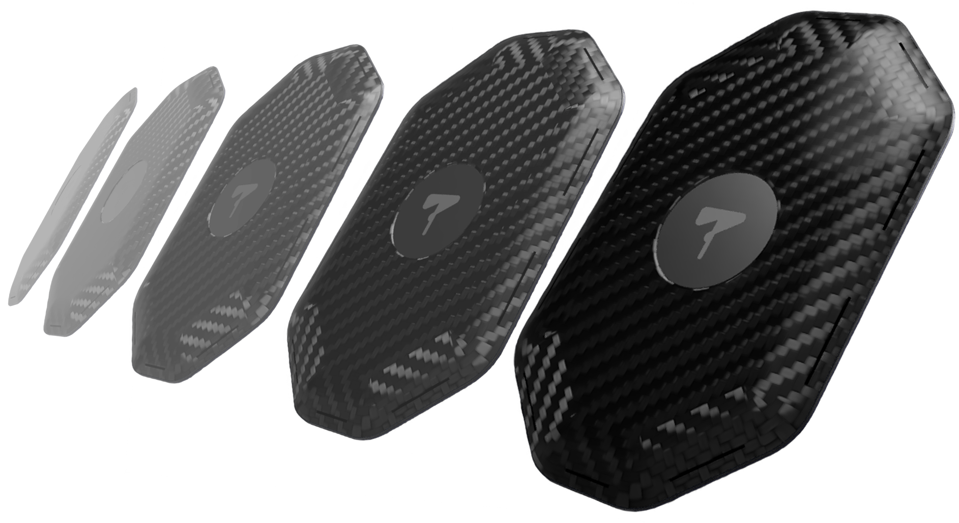 A line of tether tags fading into the distance